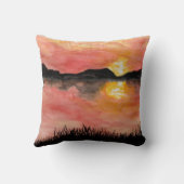 Gemalter Sonnenuntergang Aquarell/Tusche -  Badhan クッション (裏面)