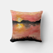 Gemalter Sonnenuntergang Aquarell/Tusche - Badhan クッション (正面)