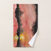 Gemalter Sonnenuntergang Aquarell/Tusche - Badhan バスタオルセット (ハンドタオル)