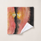 Gemalter Sonnenuntergang Aquarell/Tusche - Badhan バスタオルセット (ウォッシュタオル)