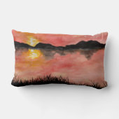 Gemalter Sonnenuntergang Aquarell/Tusche - Badhan ランバークッション (裏面)