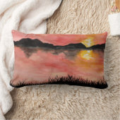 Gemalter Sonnenuntergang Aquarell/Tusche - Badhan ランバークッション (ブランケット)
