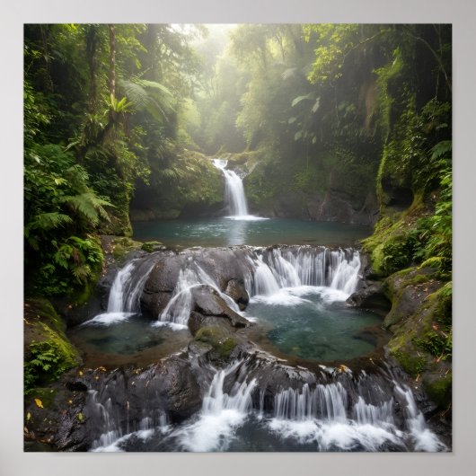Gembleng Waterfall Bali Jungle Wall Art Poster ポスター (正面)