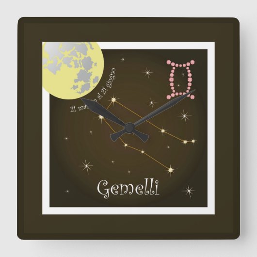 Gemelli 21 maggio al 21 giugno Uhr スクエア壁時計 (正面)