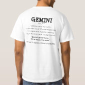 Geminiのシンボルと説明Tシャツ Tシャツ (裏面)