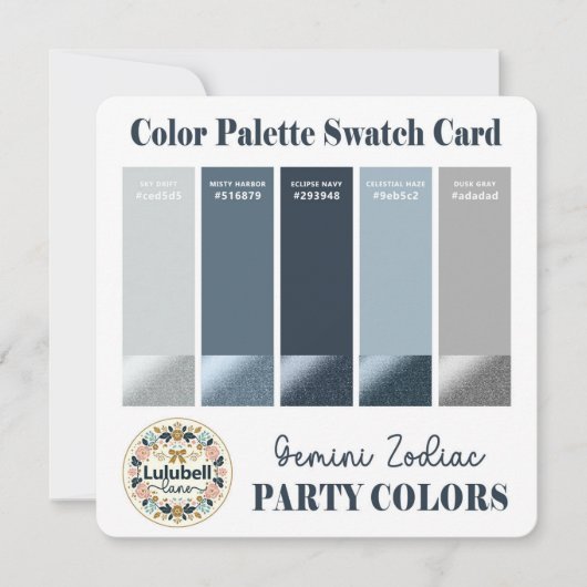 Geminiの色見本パレットカード〔占星術の〕十二宮図記号 招待状 (正面)