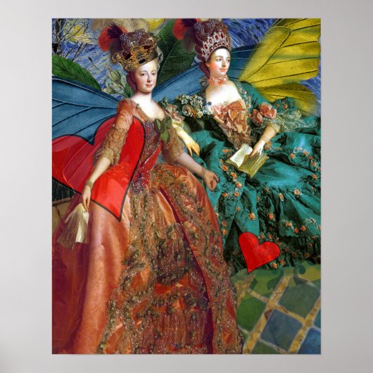 Geminiゴシックお洒落色の蝶の女性 ポスター (正面)