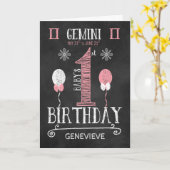GEMINI女の子1stバースデー生まれ5月21日~6月21日 カード (黄色い花)