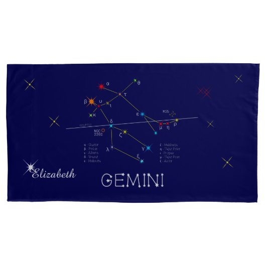 GEMINI星座ユニーク、エレガント 枕カバー (正面)