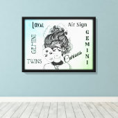 Gemini〔占星術の〕十二宮図記号と記号フレーム キャンバスプリント (インサイチュ (ウッドフロア))