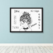 Gemini〔占星術の〕十二宮図記号と記号フレーム キャンバスプリント (インサイチュ (ウッドフロア))