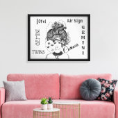 Gemini〔占星術の〕十二宮図記号と記号フレーム キャンバスプリント (インサイチュ (リビング))