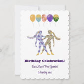 Gemini 1st Birthday Impressionist Gold Glitter 招待状 (正面)