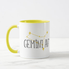 GEMINI AF星座、水銀と双子のシンボル付き マグカップ