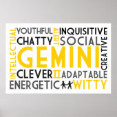 Gemini Astrology Word Collage Print ポスター (正面)