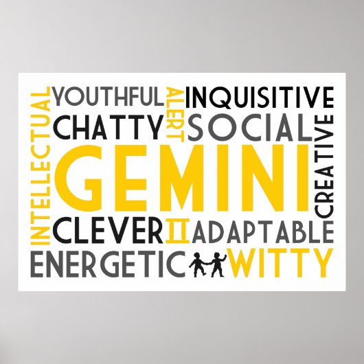 Gemini Astrology Word Collage Print ポスター (正面)