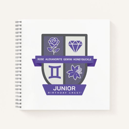 Gemini Birthday Crest™ for June 1-21 ノートブック (正面)