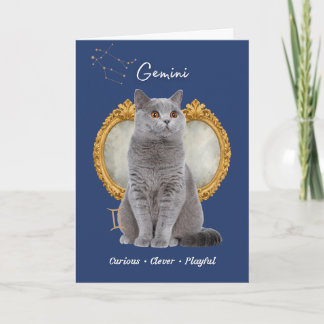 Gemini Cat Birthday Card カード