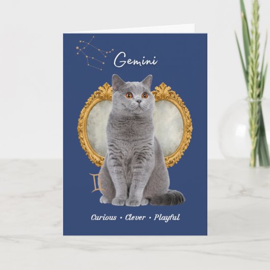 Gemini Cat Birthday Card カード (正面)