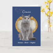 Gemini Cat Birthday Card カード (黄色い花)