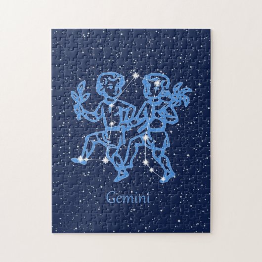 Gemini Constellation and Zodiac Sign with Stars ジグソーパズル (縦)