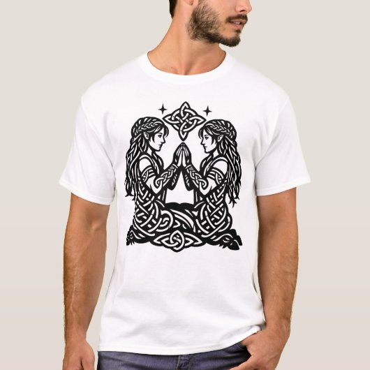 Gemini — Haunted Ink Zodiac Twins Tシャツ (正面)