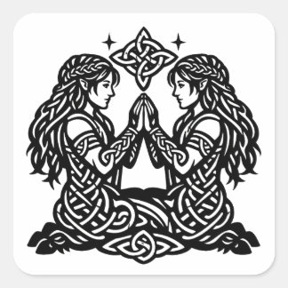 Gemini — Haunted Ink Zodiac Twins T‑Shirt スクエアシール