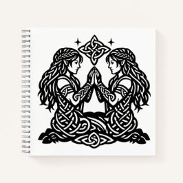 Gemini — Haunted Ink Zodiac Twins T‑Shirt ノートブック