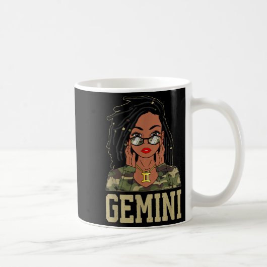 Gemini Loc'd Hair Sy Black Woman Camo Melanin Girl コーヒーマグカップ (右)