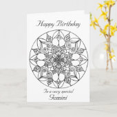 Gemini Mandala:独自の誕生日カードの色 カード (黄色い花)