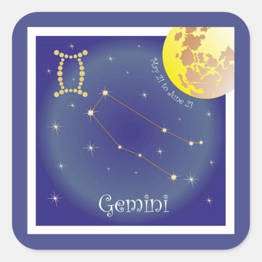 Gemini May 21 to June 21 Aufkleber スクエアシール (正面)