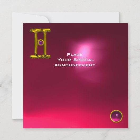 GEMINI RUBY、Alexandrite鮮やかな黄色の赤いピンク 案内状 (裏面)