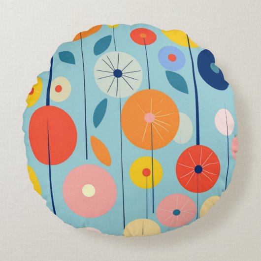 Gemini said Retro Atomic Garden Circle Pillow ラウンドクッション (正面)