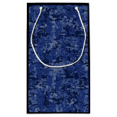Gemini Sign on Navy Blue Digital Camouflage スモールペーパーバッグ (裏面)