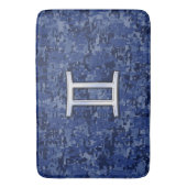 Gemini Sign on Navy Blue Digital Camouflage バスマット (正面縦)