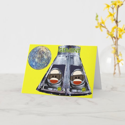 Gemini Sock Monkeys カード (黄色い花)