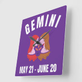 Gemini star sign スクエア壁時計 (傾斜)