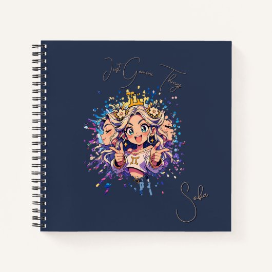 Gemini Sweet 16 Square Custom Notebook ノートブック (正面)