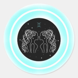 Gemini Symbol – Minimal Astrology Emblem ラウンドシール