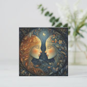 Gemini Twins Zodiac Astrology Celestial Birthday カード (スタンド正面)