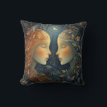 Gemini Twins Zodiac Astrology Celestial Birthday クッション<br><div class="desc">This stunning art work depicts twins,  the symbol for the zodiac sign of Gemini. It has a celestial,  magical,  fantasy feel to it.  AI assisted graphic purchased with commercial use.  Artwork:  RedHeronLighthouse</div>