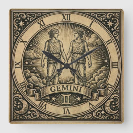 Gemini Vintage Zodiac Wall Clock スクエア壁時計