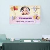 Gemini Watercolor 1st Birthday Photo Sign 横断幕 (トレードショー)