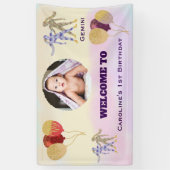 Gemini Watercolor 1st Birthday Photo Sign 横断幕 (縦)