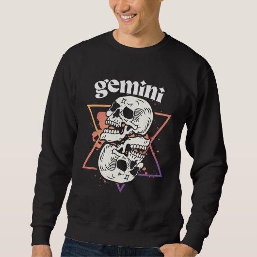 Gemini Witchcraft Zodiac Signs Skull Constellation スウェットシャツ (正面)