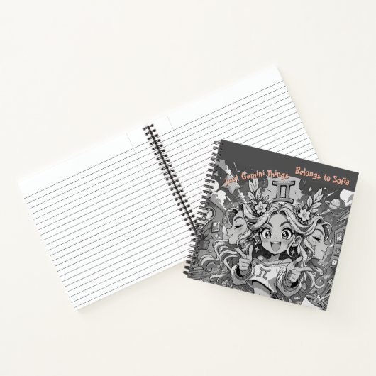 Gemini Zodiac Anime Creative Square Journal ノートブック (内部)