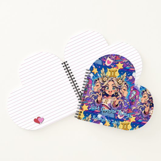 Gemini Zodiac Anime Girl Heart Notebook ノートブック (内部)
