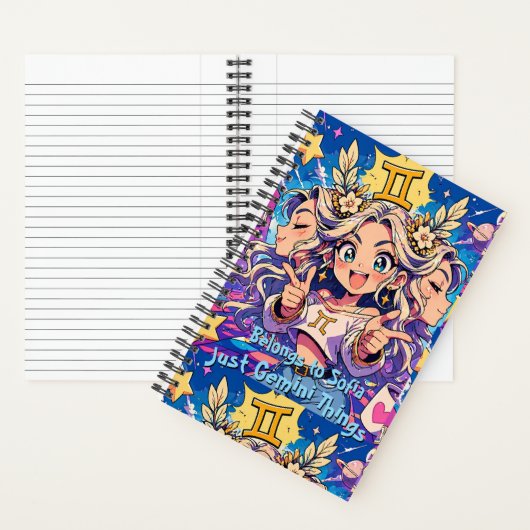 Gemini Zodiac Anime Girl Premium Notebook ノートブック (内側)