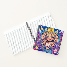 Gemini Zodiac Anime Girl Square Notebook ノートブック