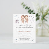 Gemini Zodiac Baby Shower Invitation シーズンカード (スタンド正面)